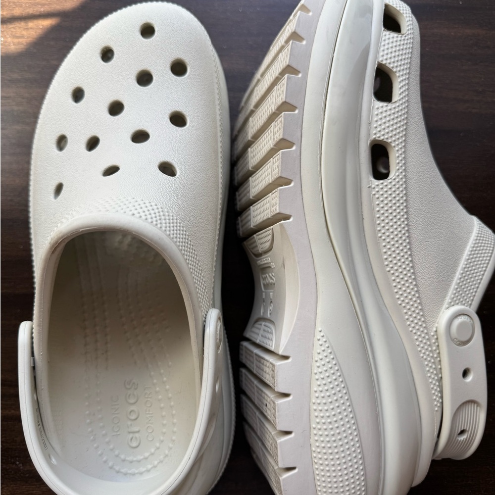CROCS Off White Color Platform Shoes